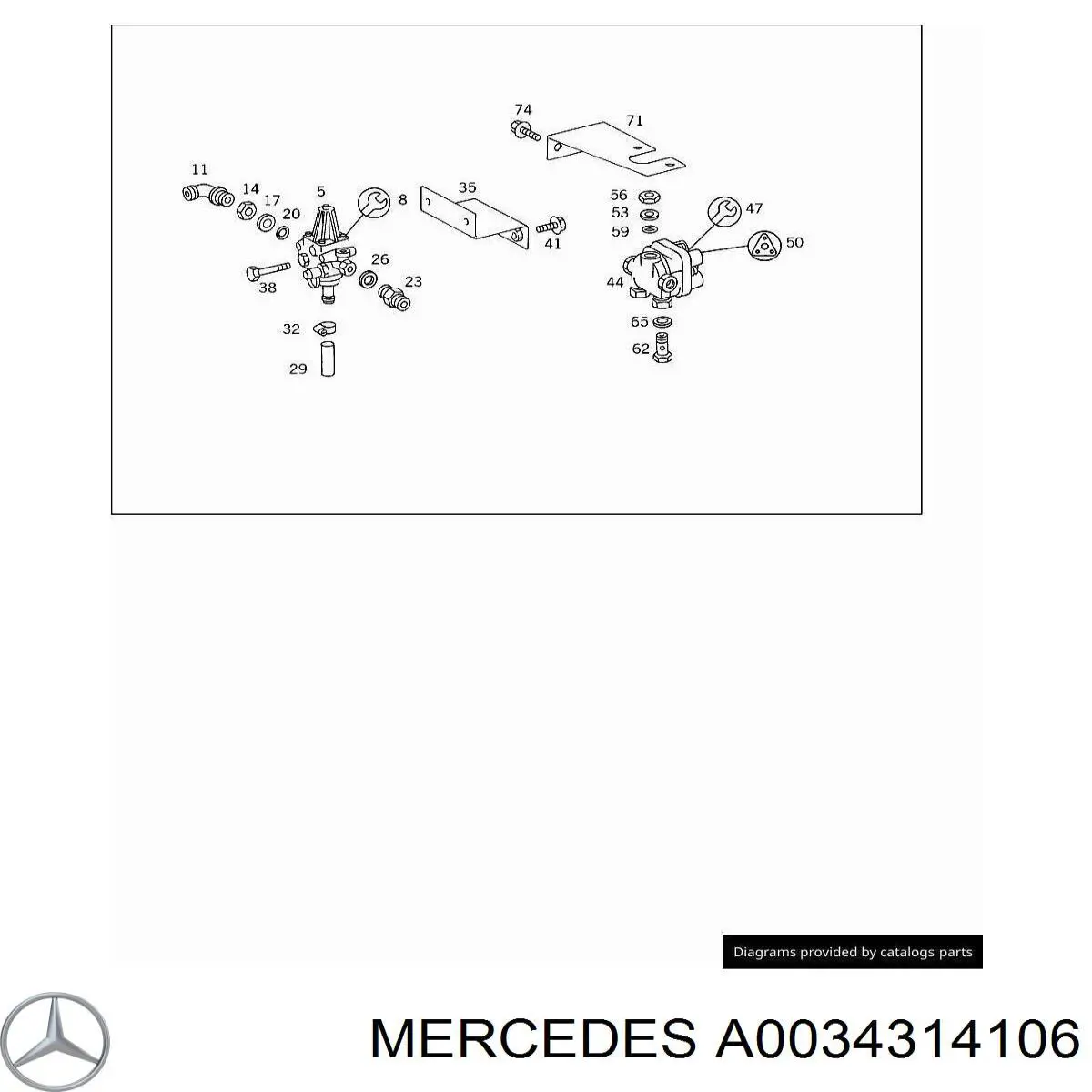 Клапан ограничения давления пневмосистемы A0034314106 Mercedes