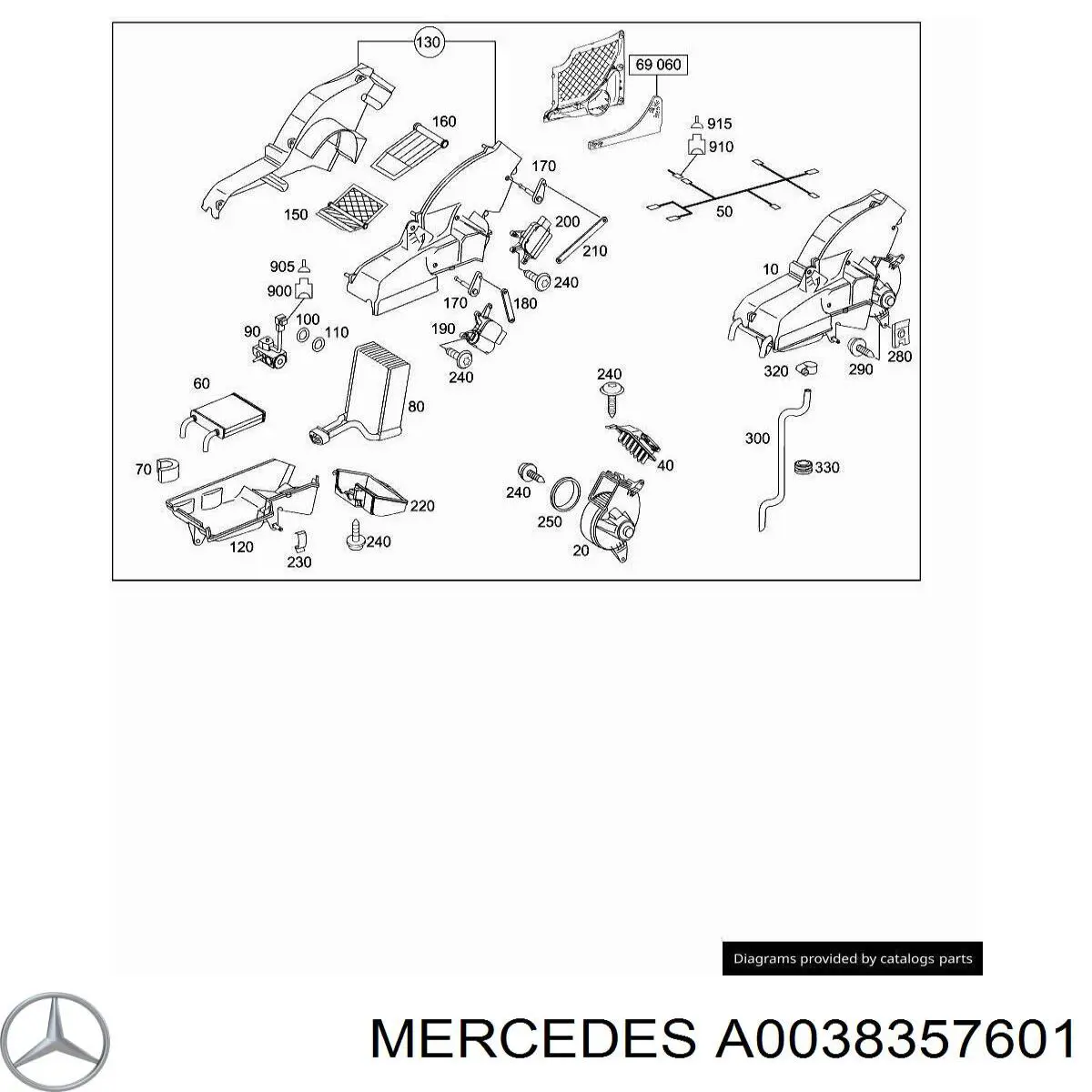 A0038357601 Mercedes радиатор печки (отопителя задний)