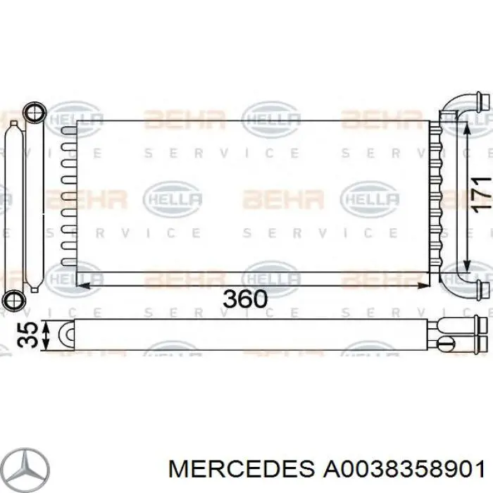 A0038358901 Mercedes radiador de forno (de aquecedor)