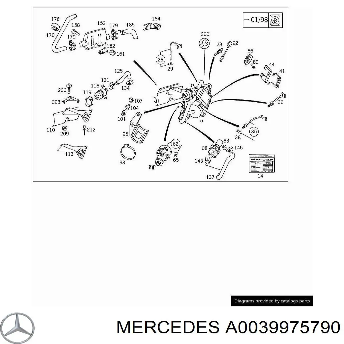 Крепление глушителя переднее Mercedes 0049970190