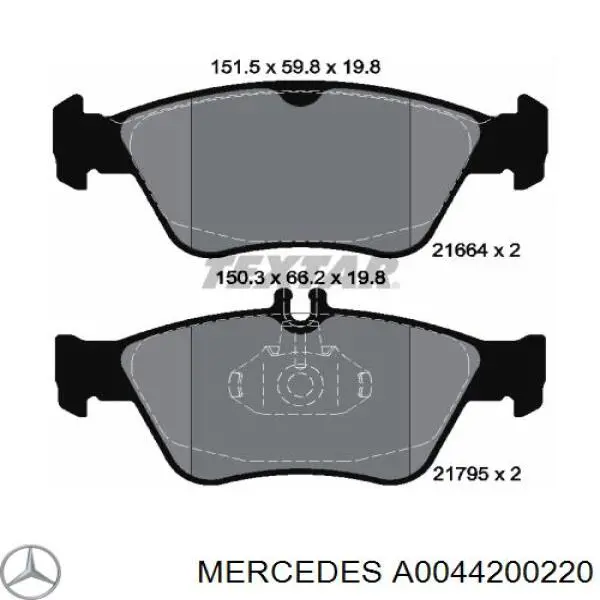 Купить A0044200220 Mercedes Колодки тормозные