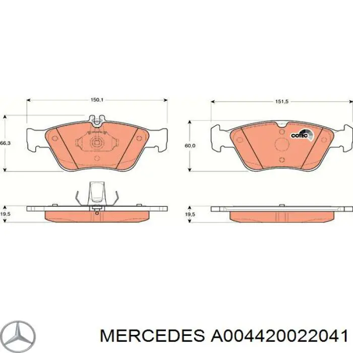 Колодки Mercedes A004420022041 цена, от 34.18 USD