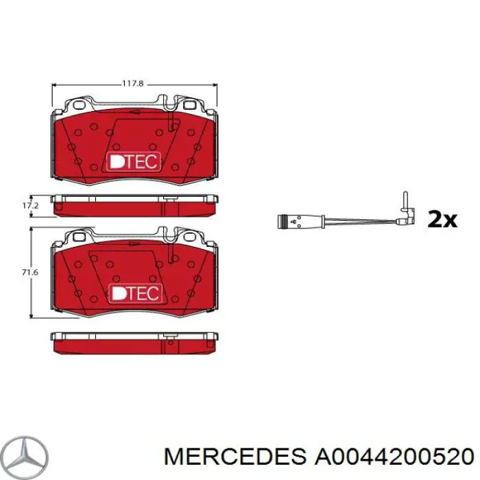 Купить A0044200520 Mercedes Колодки тормозные