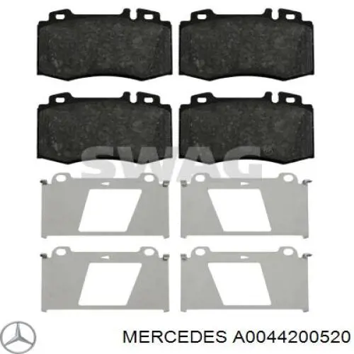 Передние тормозные колодки A0044200520 Mercedes