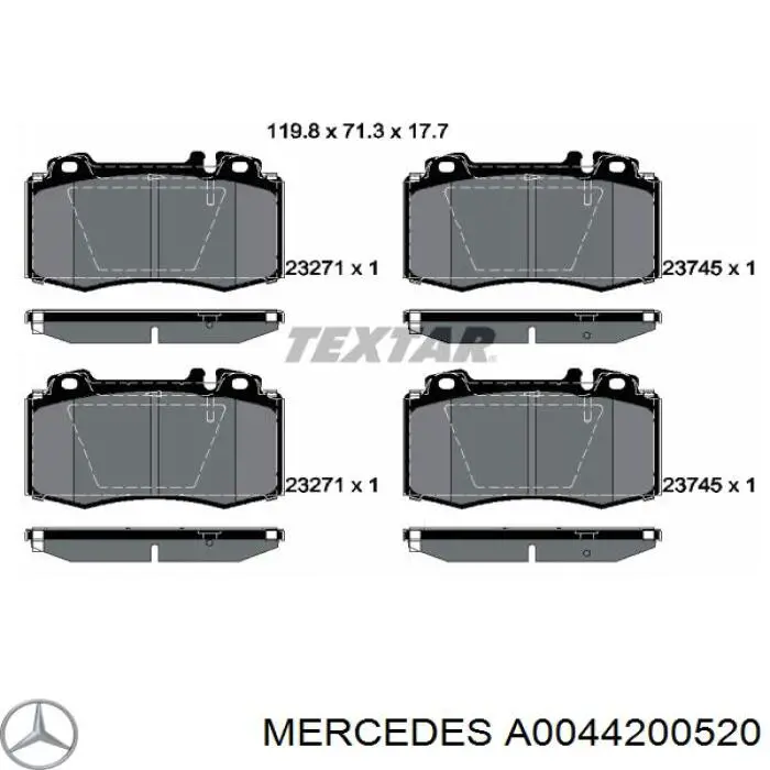 A0044200520 Mercedes Колодки передние