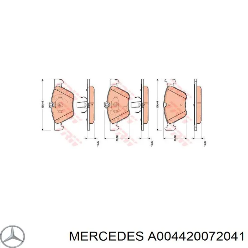 A004420072041 Mercedes колодки тормозные передние дисковые