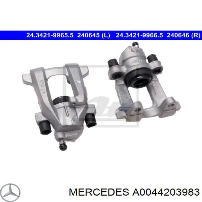 A0044203983 Mercedes суппорт тормозной задний левый