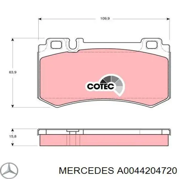 A0044204720 Mercedes колодки тормозные задние дисковые