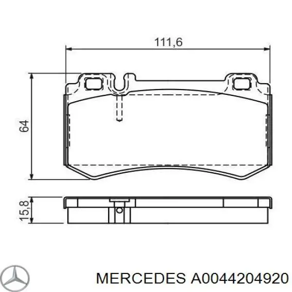 A0044204920 Mercedes колодки тормозные задние дисковые