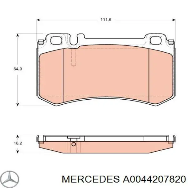 Задние тормозные колодки A0044207820 Mercedes