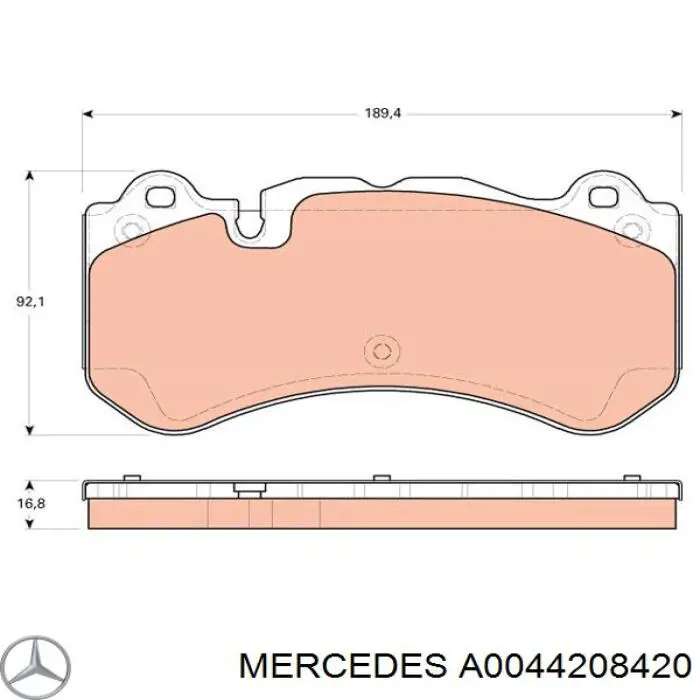 A0044208420 Mercedes колодки тормозные передние дисковые