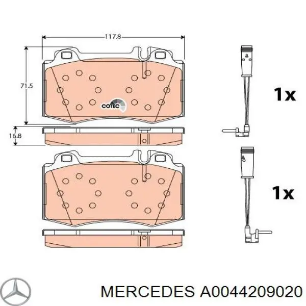 A0044209020 Mercedes колодки тормозные передние дисковые
