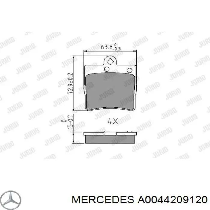 A0044209120 Mercedes колодки тормозные задние дисковые