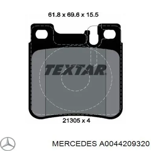 Купить A0044209320 Mercedes Колодки тормозные задние, дисковые