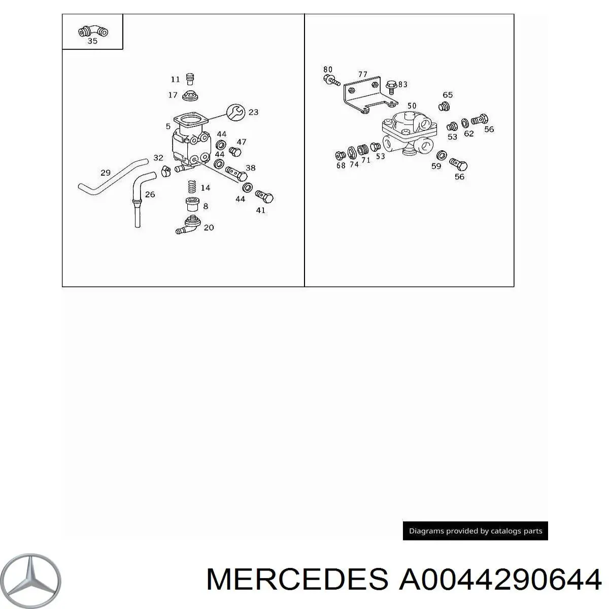 Ускорительный клапан пневмосистемы A0044290644 Mercedes