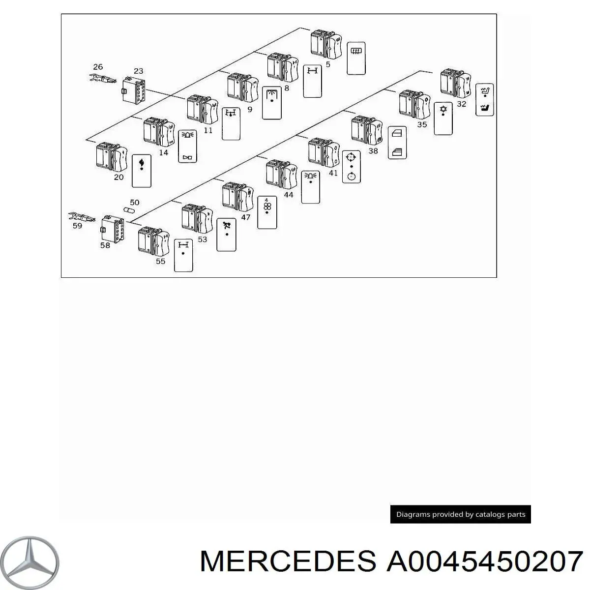 A0045450207 Mercedes кнопка включения мотора стеклоподъемника передняя правая