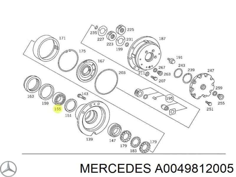 Подшипник ступицы передней внутренний Mercedes A0049812005