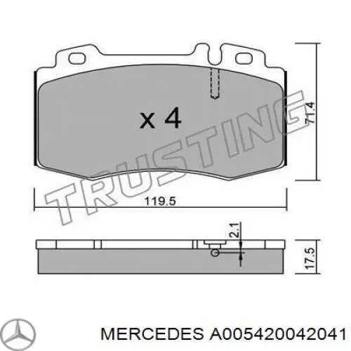 Передние тормозные колодки A005420042041 Mercedes