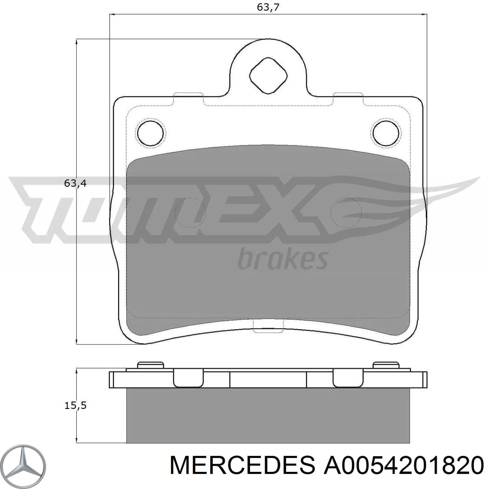 A0054201820 Mercedes колодки тормозные задние дисковые