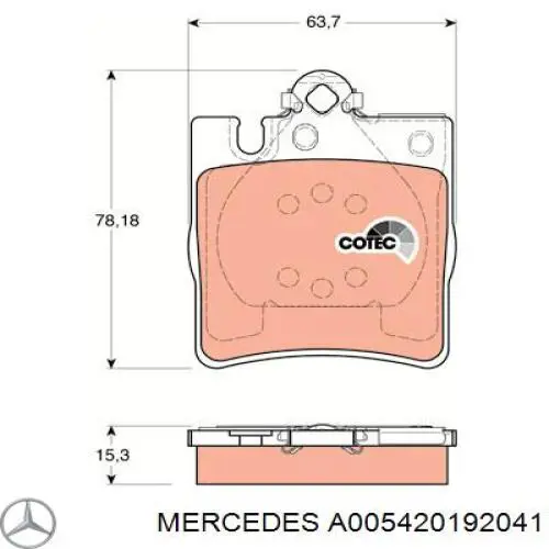 Купить A005420192041 Mercedes Колодки тормозные задние, дисковые
