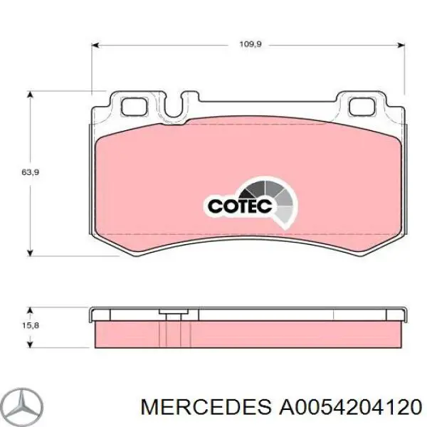 Задние тормозные колодки A0054204120 Mercedes