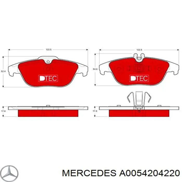 A0054204220 Mercedes колодки тормозные задние дисковые