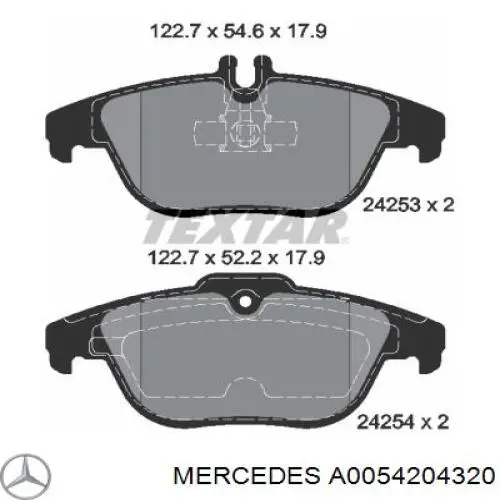 Задние тормозные колодки A0054204320 Mercedes