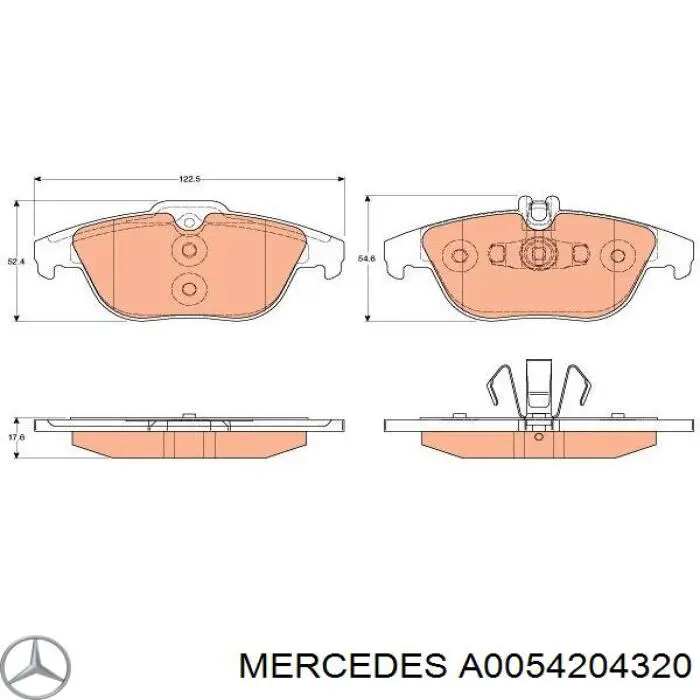 Купить A0054204320 Mercedes Колодки тормозные задние, дисковые