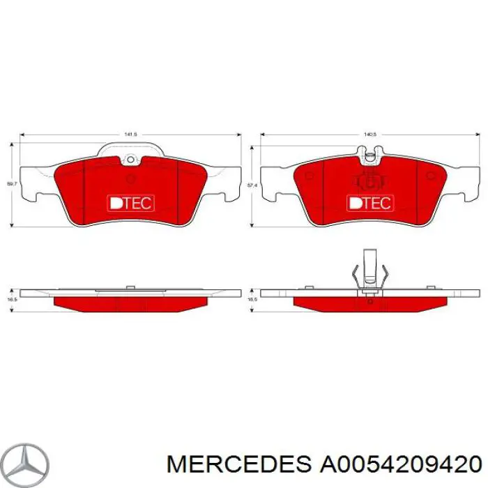 A0054209420 Mercedes колодки тормозные задние дисковые