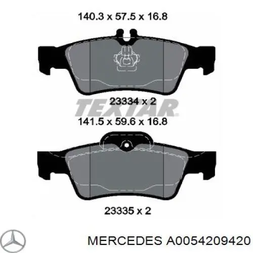 Купить A0054209420 Mercedes Колодки тормозные задние, дисковые