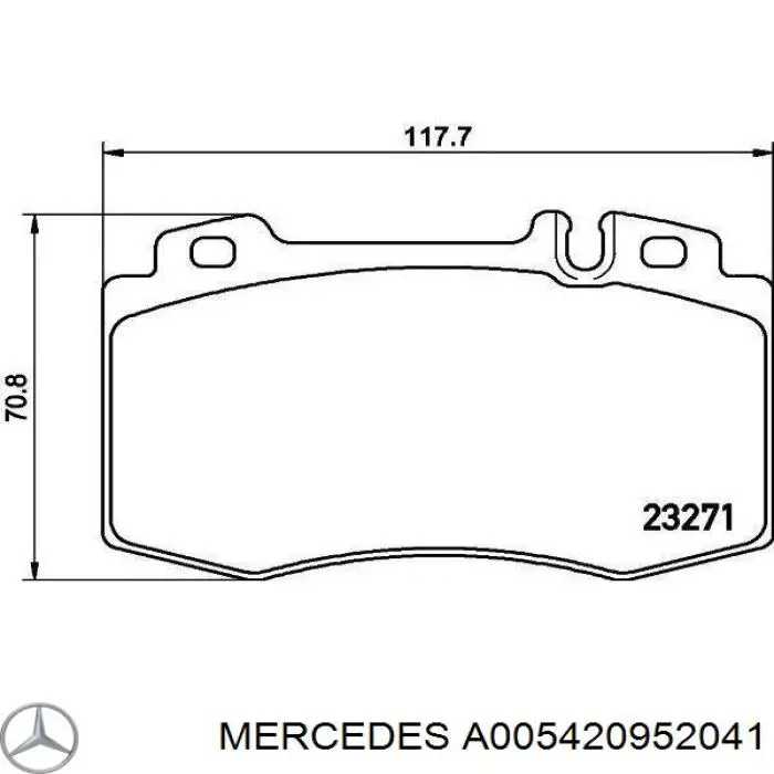 Передние тормозные колодки A005420952041 Mercedes