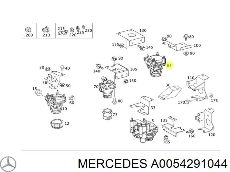 Ускорительный клапан пневмосистемы A0054291044 Mercedes