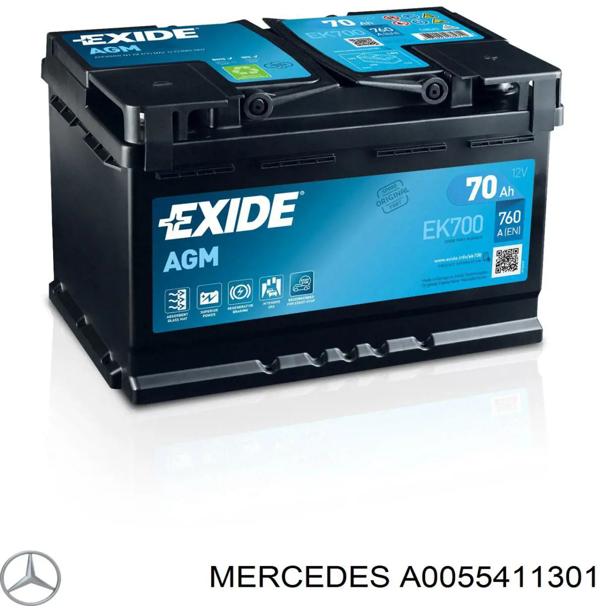 Купить A0055411301 Mercedes Батарея аккумуляторная