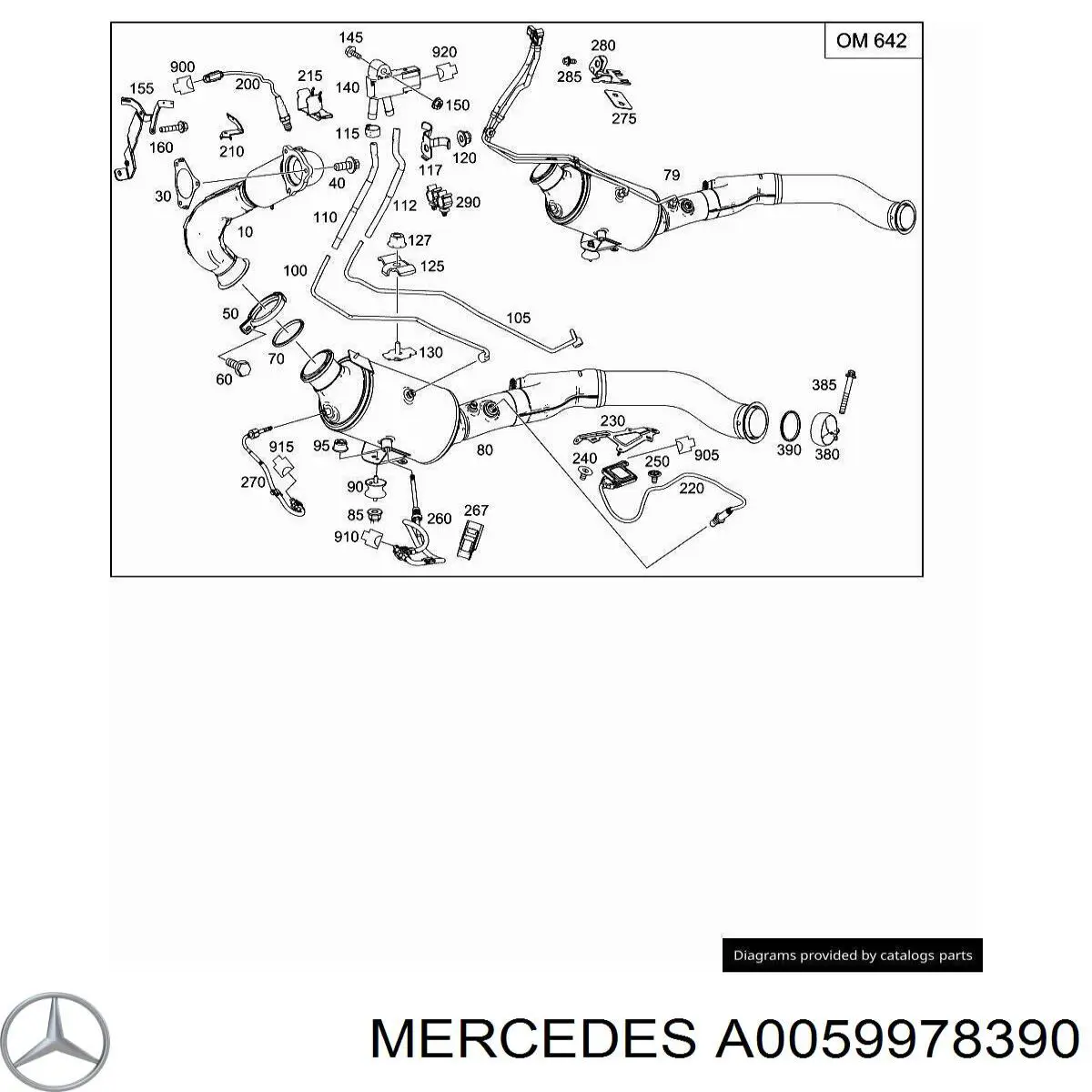 Купить A0059978390 Mercedes Монтажные элементы передние выпускной системы