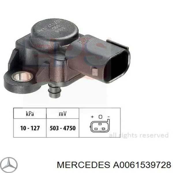 A0061539728 Mercedes датчик давления во впускном коллекторе, map