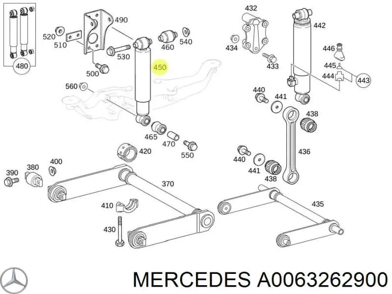 Амортизатор задний A0063262900 Mercedes