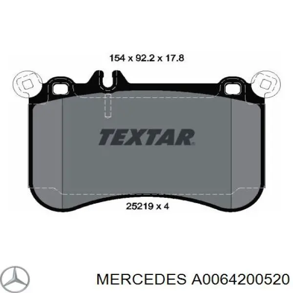 A0064200520 Mercedes колодки тормозные передние дисковые