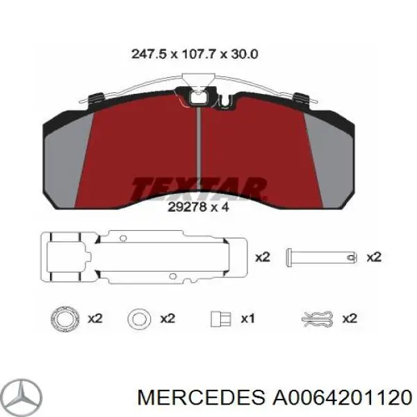 A0064201120 Mercedes колодки тормозные передние дисковые