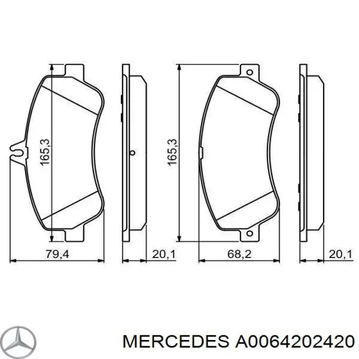 Колодки Mercedes A0064202420 цена, от 68.19 USD