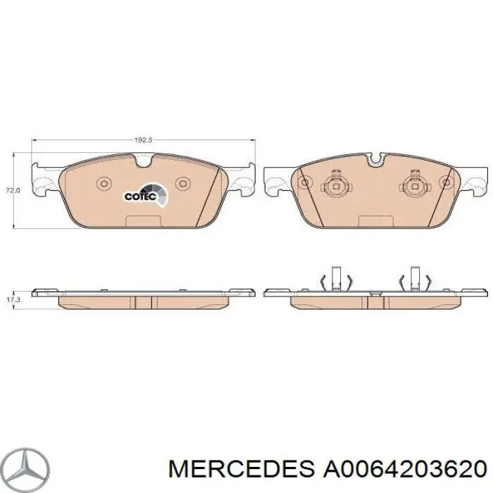 A0064203620 Mercedes колодки тормозные передние дисковые