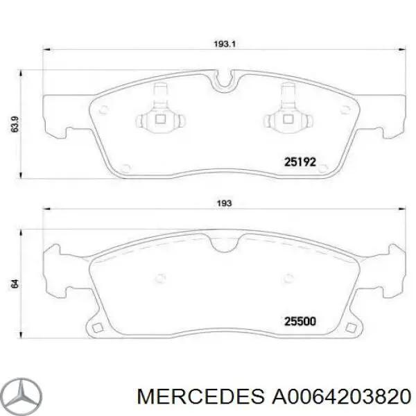 Передние тормозные колодки A0064203820 Mercedes