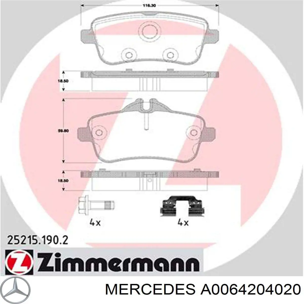 Задние тормозные колодки A0064204020 Mercedes