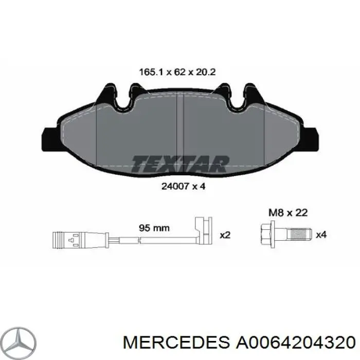 Колодки Mercedes A0064204320 цена, от 27.58 USD