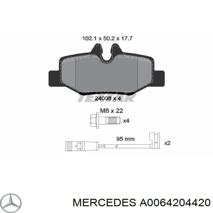 A0064204420 Mercedes колодки тормозные задние дисковые