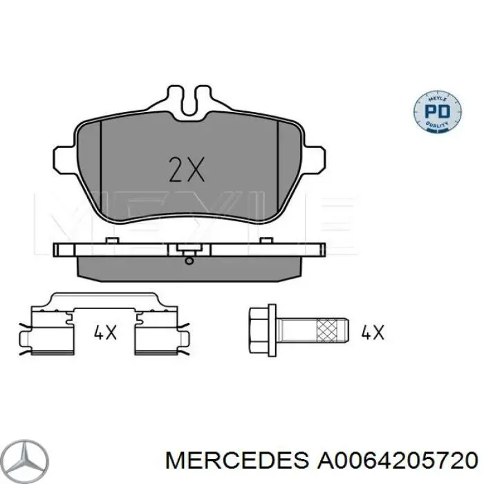 A0064205720 Mercedes задние тормозные колодки