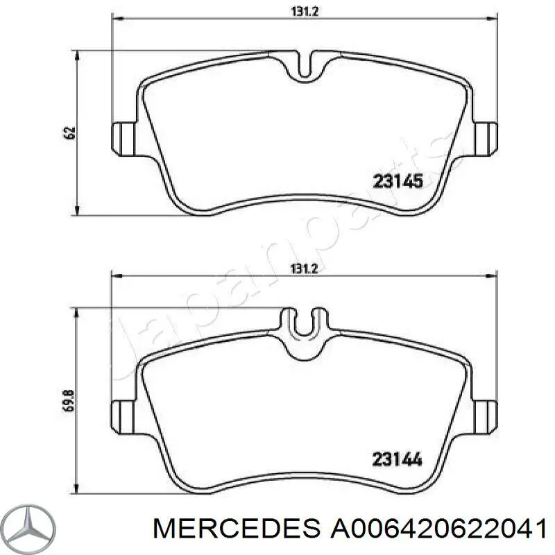 Передние тормозные колодки A006420622041 Mercedes