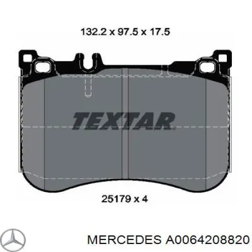 A0064208820 Mercedes колодки тормозные передние дисковые