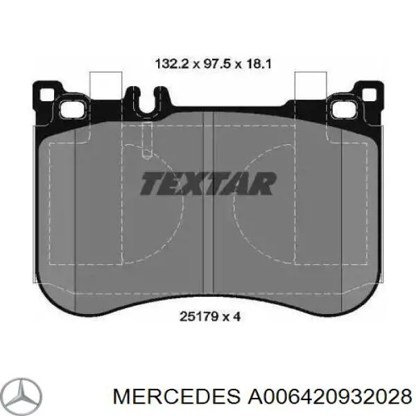 A006420932028 Mercedes колодки тормозные передние дисковые