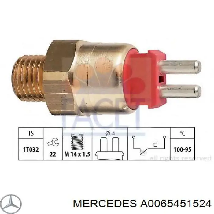 A0065451524 Mercedes датчик температуры охлаждающей жидкости (включения вентилятора радиатора)