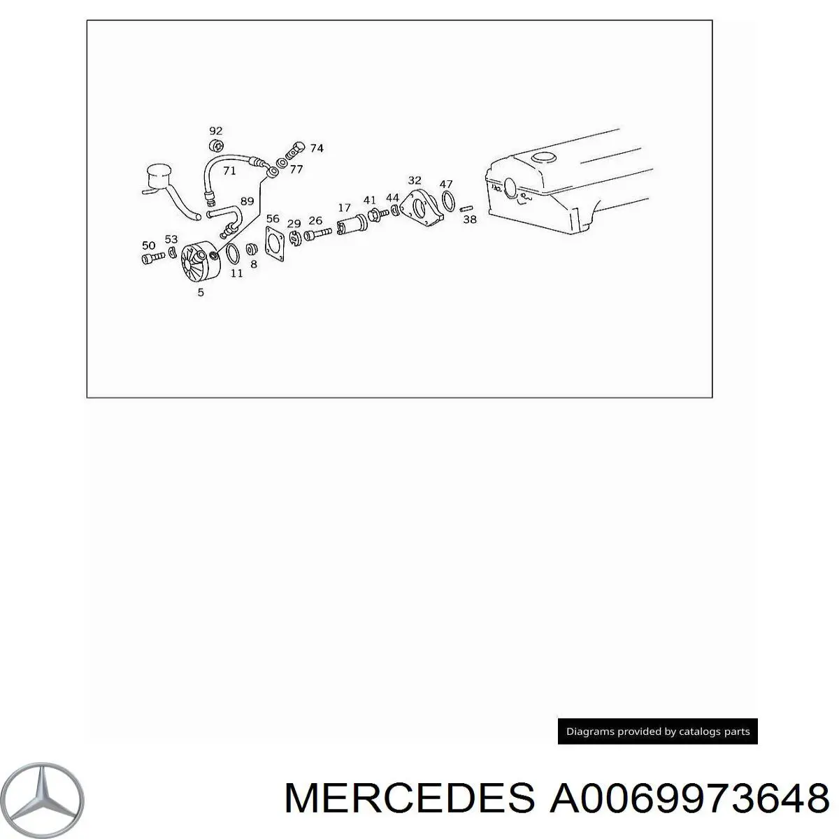 A0069973648 Mercedes прокладка клапанной крышки двигателя, кольцо